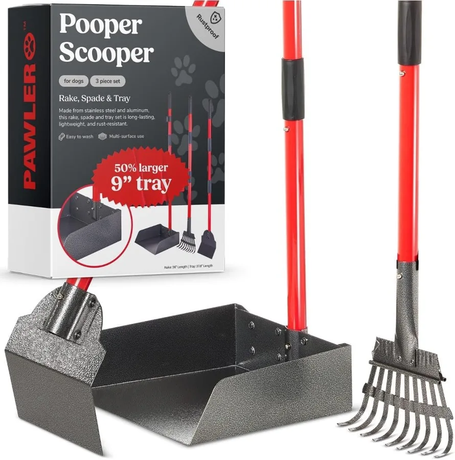 Pooper Scooper for Dogs XL — big tray with rake and spade