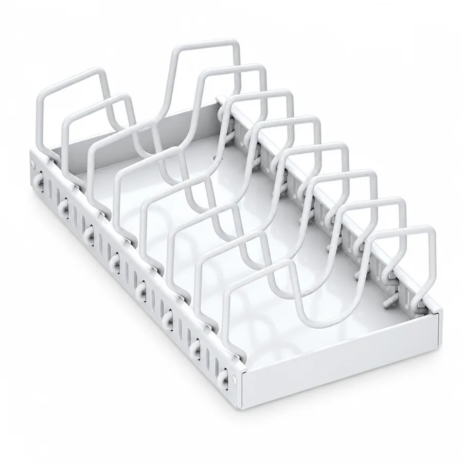 PanRank — pull-out pan and lid rack that slides to you, no drilling