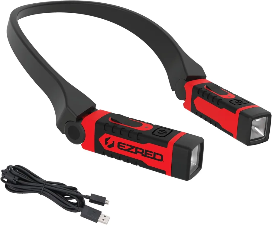 EZRED Rechargeable Neck Light — Rugged 300 lumen hands free work light