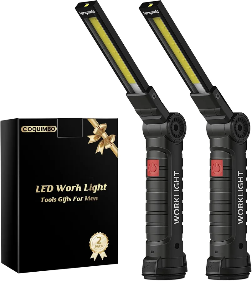 Coquimbo 2 Pack Rechargeable Work Light — folds small with magnet base
