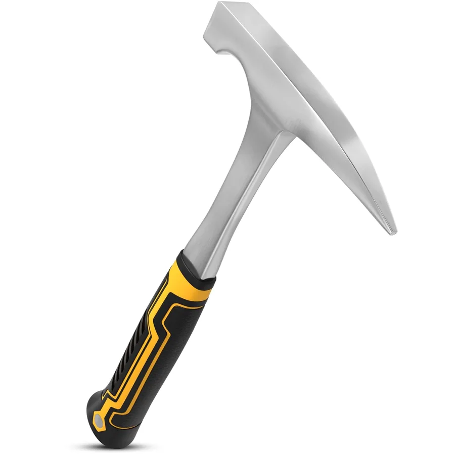 Small Rock Hammer 20 oz (567 g) — bright yellow grip that is easy to spot