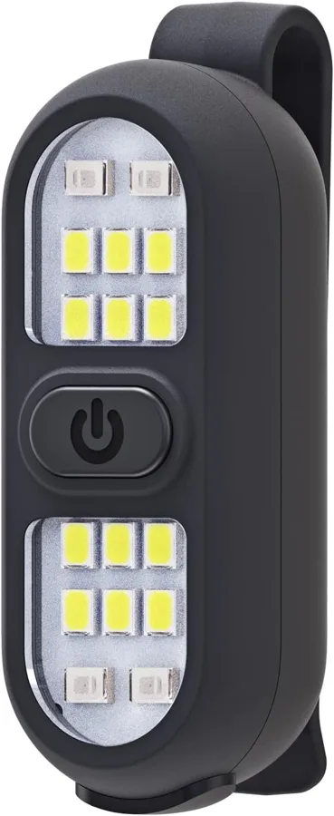 Clip on Flashlight — a single light with long red and blue flash
