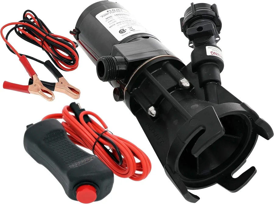 Flojet Macerator Pump 18555 — remote switch and stainless steel grinder