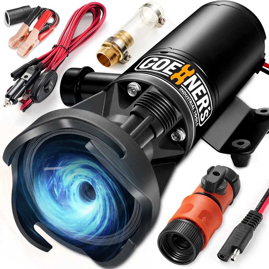 Kitvance RV Macerator Pump — two power cables and thermal protection