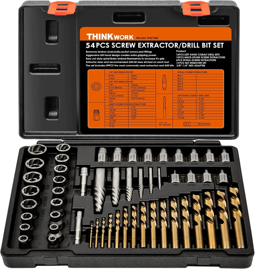 THINKWORK 54 Piece Extractor Set — wide range for large bolts