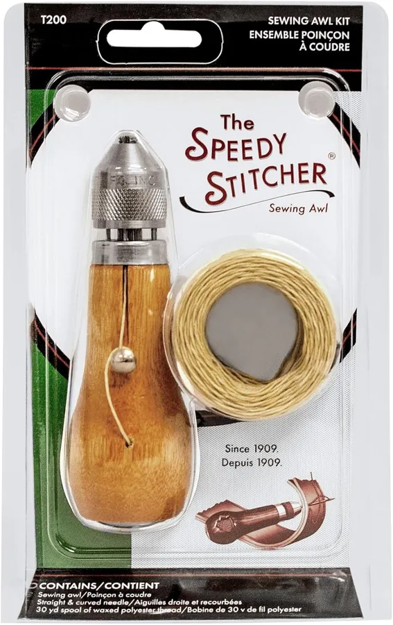 Speedy Stitcher 1125 SEW200 — wood handle awl for heavy fabric repairs