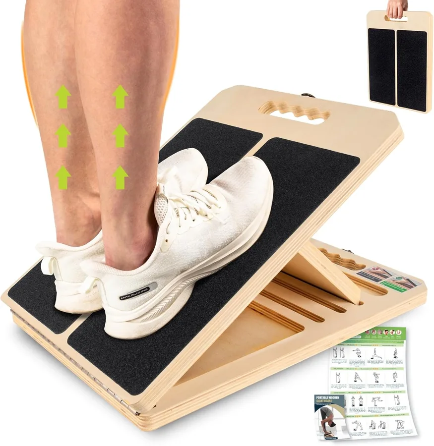 Slant Board Calf Stretching — five settings, but a latch some buyers saw fail
