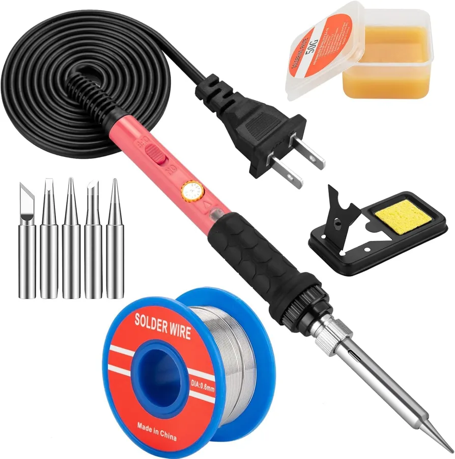 Q-MING Soldering Iron Kit — light 60 W starter iron with 5 tips