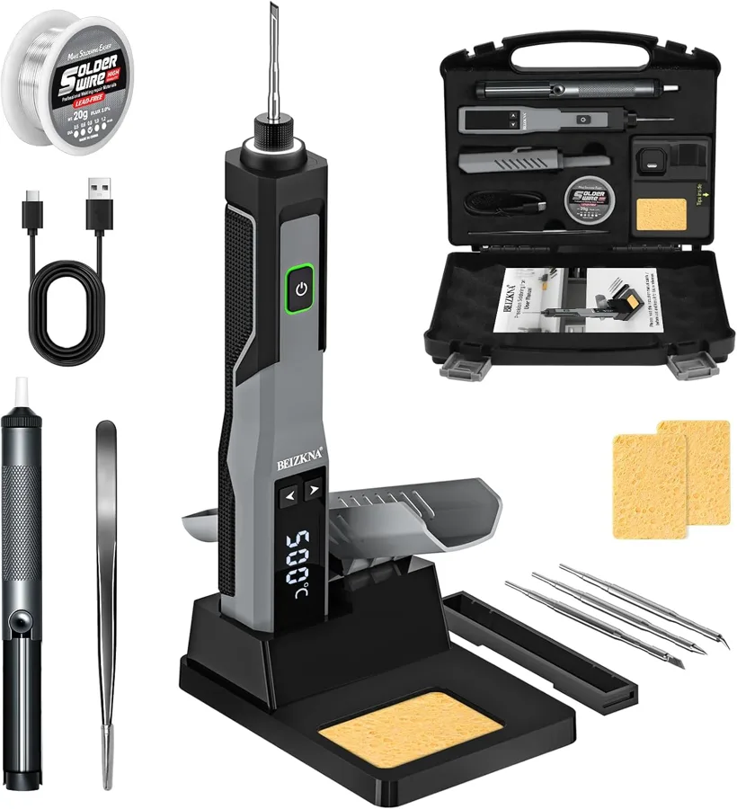 Beizkna Soldering Iron Kit — cordless USB rechargeable iron with LED screen