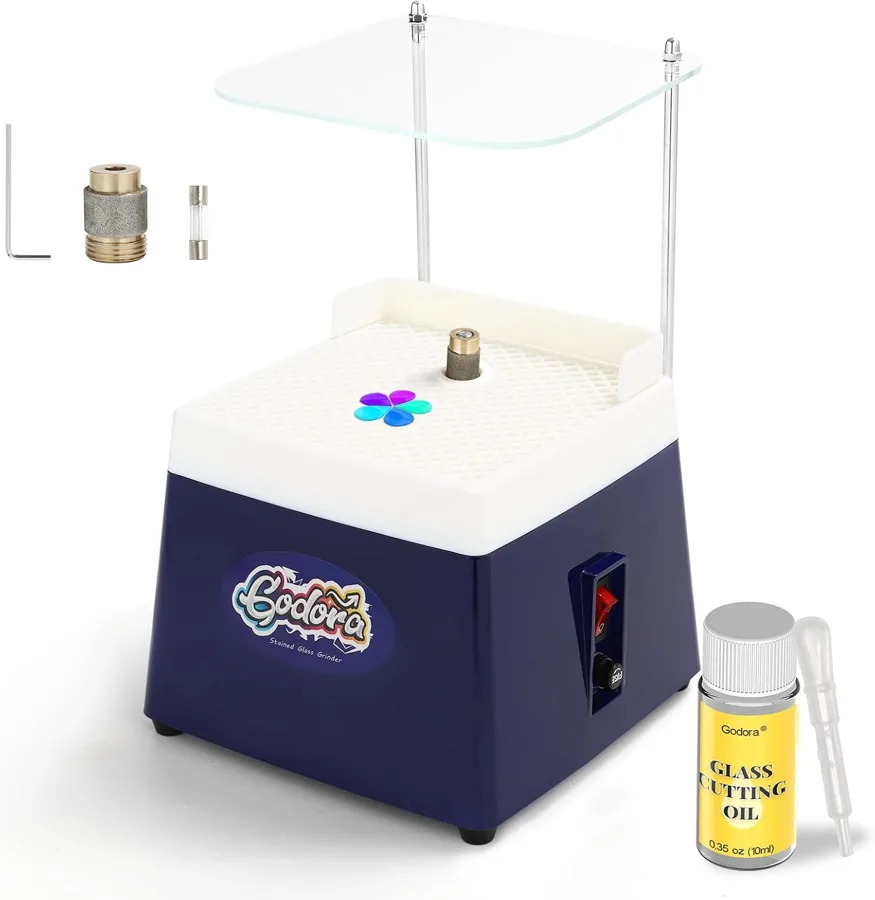 Stained Stained Glass Grinder — widened baffle to hold back dust