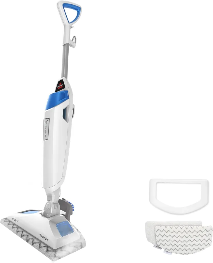 Bissell — flip-down scrubber and three steam settings