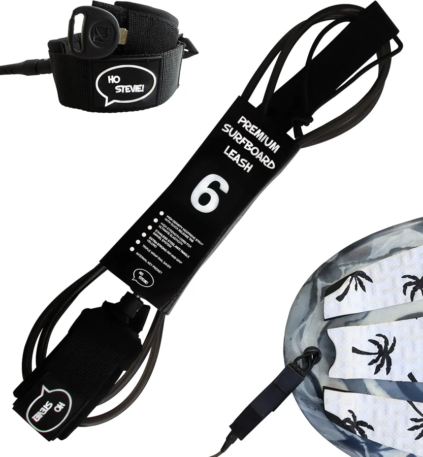 Ho Stevie! Premium Surf Leash — solid black with key pocket in the cuff