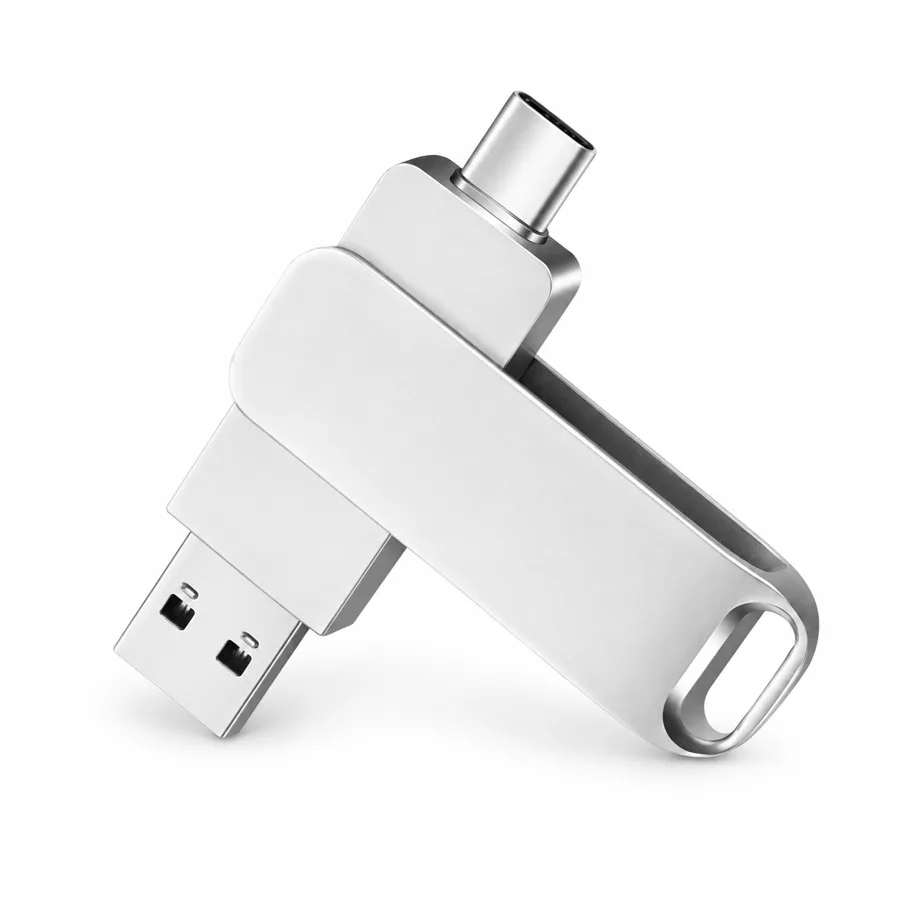 Bridgely — Type C and USB A on one metal swivel
