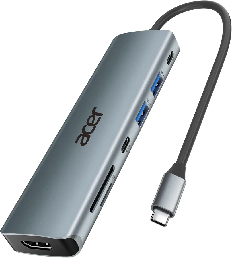 Acer seven port hub — HDMI, USB and card slots in one body