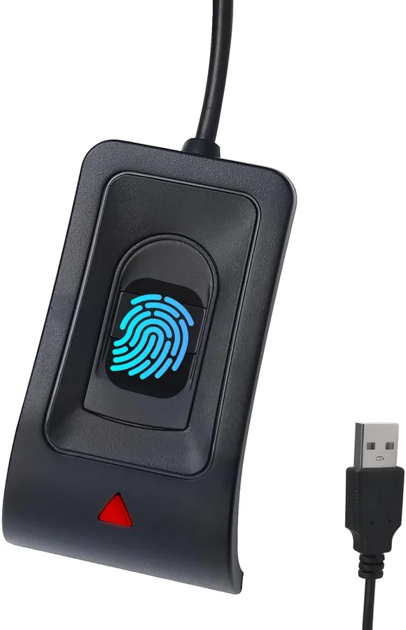 USB Fingerprint Reader for Windows — braided cable, 10 prints