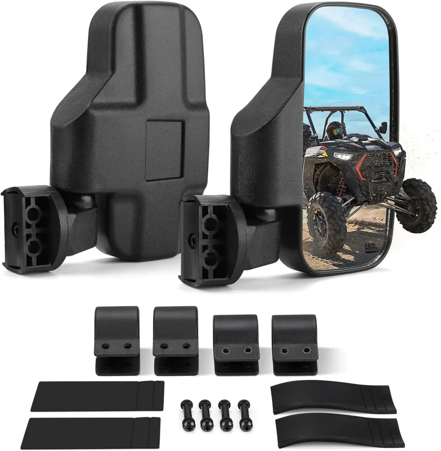 KEMIMOTO Utv Mirrors — tempered glass with a fold-in head