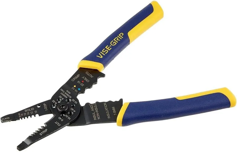 IRWIN VISE — Strips, cuts and crimps with a looping pliers nose
