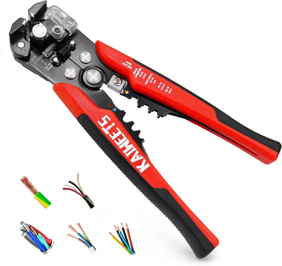 KAIWEETS Self Adjusting Wire Stripper — Self adjusting jaws for 10 to 24 AWG