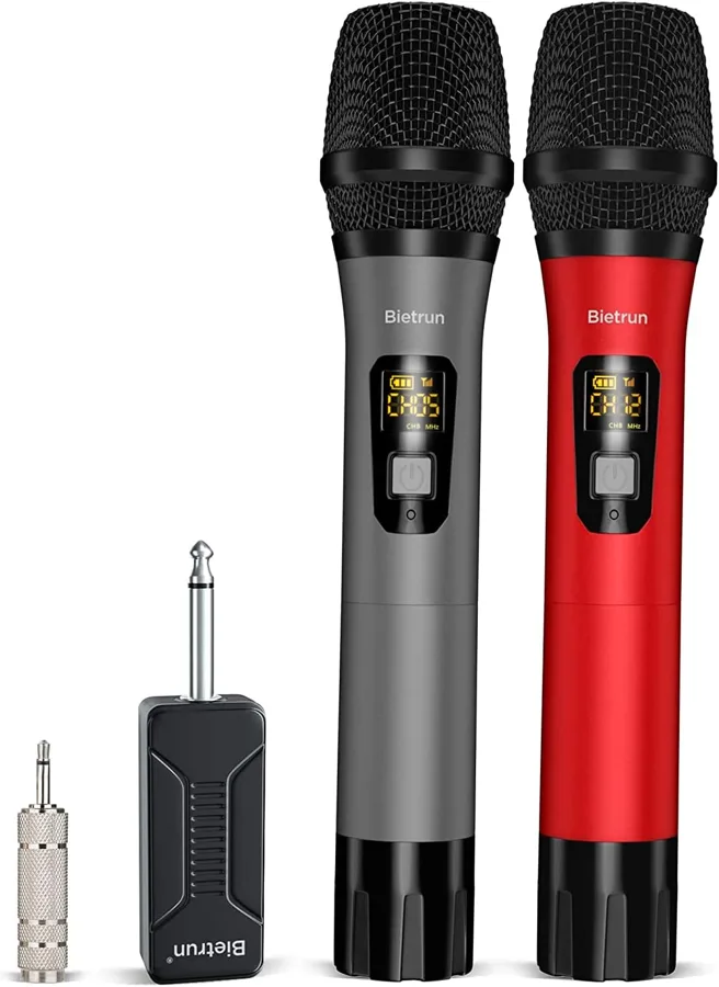Bietrun Wireless Microphone — metal mics with a rechargeable receiver